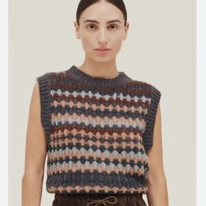 Grade & Gather Fair Isle Knit Sweater Vest Sleeveless Wool Blend Women’s Small
